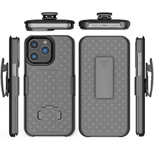 For iPhone 15 Case Textured 3in1 Belt-Clip Holster Kickstand + 2 Tempered Glass