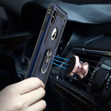 For iPhone XR Case Ring Magnetic Kickstand Protective Cover + Tempered Glass