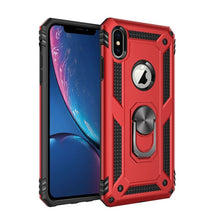 For iPhone XR Case Ring Magnetic Kickstand Protective Cover + Tempered Glass