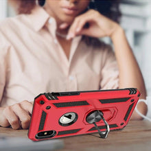 For iPhone XR Case Ring Magnetic Kickstand Protective Cover + Tempered Glass
