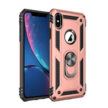 For iPhone XR Case Ring Magnetic Kickstand Protective Cover + Tempered Glass