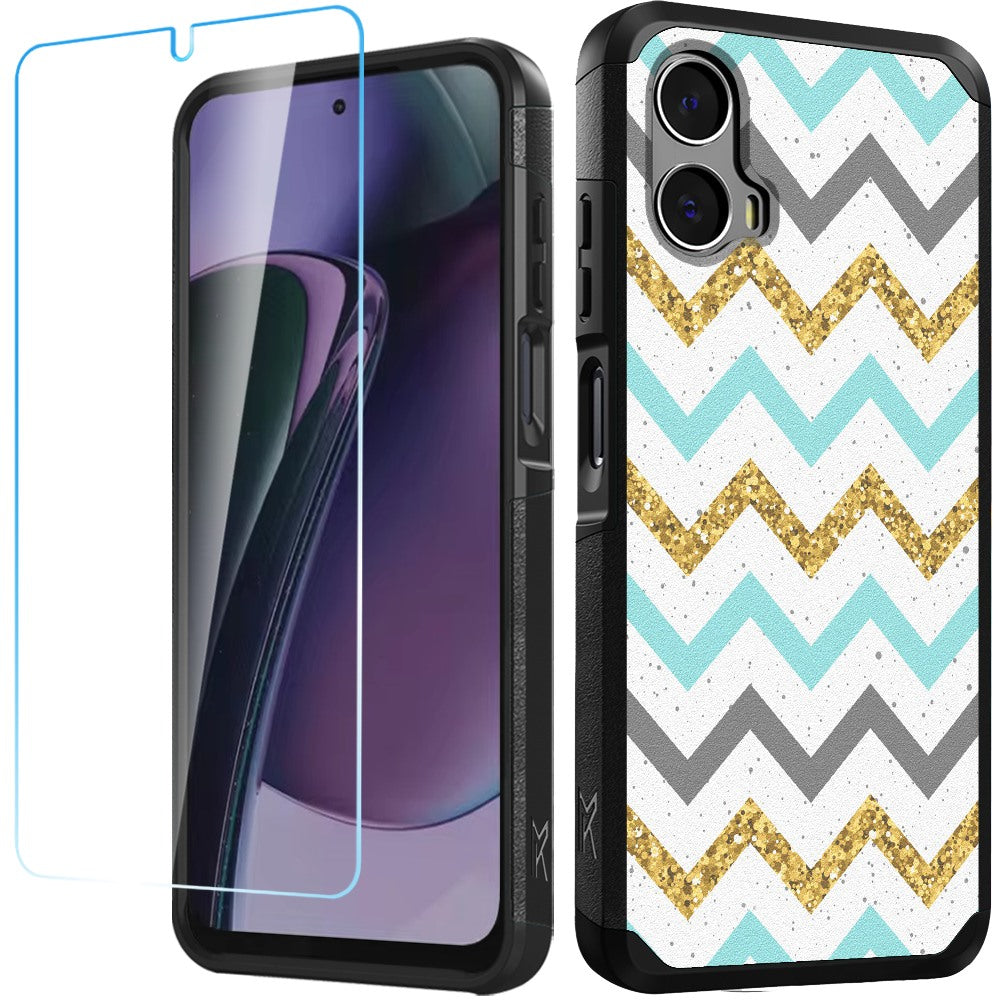 For Moto G Stylus 5G (2024) Case Tough Design Shockproof Hybrid + Tempered Glass