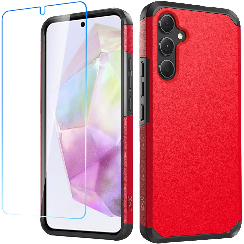 For Samsung Galaxy A36 Tough Strong Hybrid Phone Case Cover + Tempered Glass