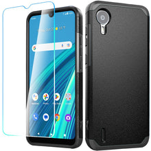 For Cricket Debut S2, At&t Calypso 4 Tough Hybrid Case Cover + Tempered Glass