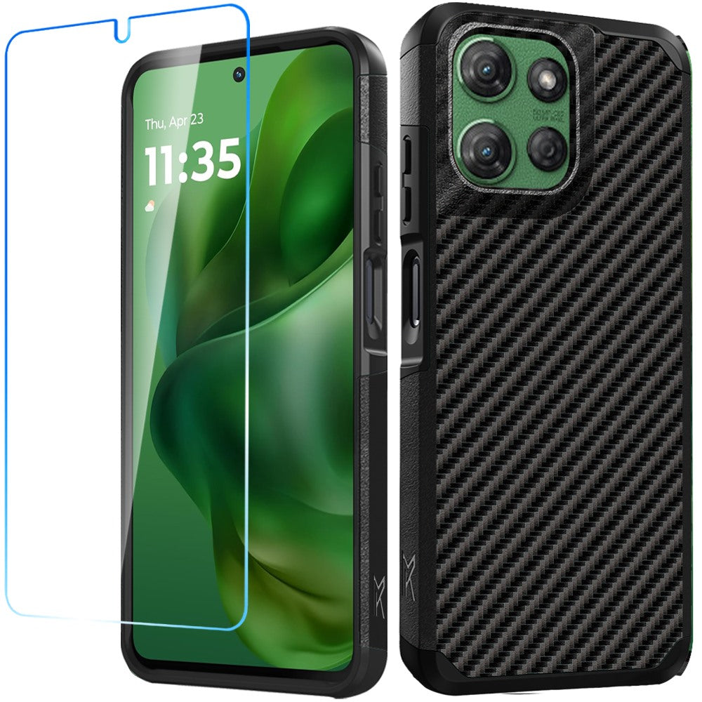 For Moto G Power 2025 Dual layers Rugged Cover with Tempered Glass Included