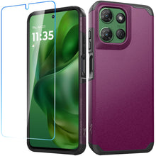 For Moto G Power 2025 Dual layers Rugged Cover with Tempered Glass Included