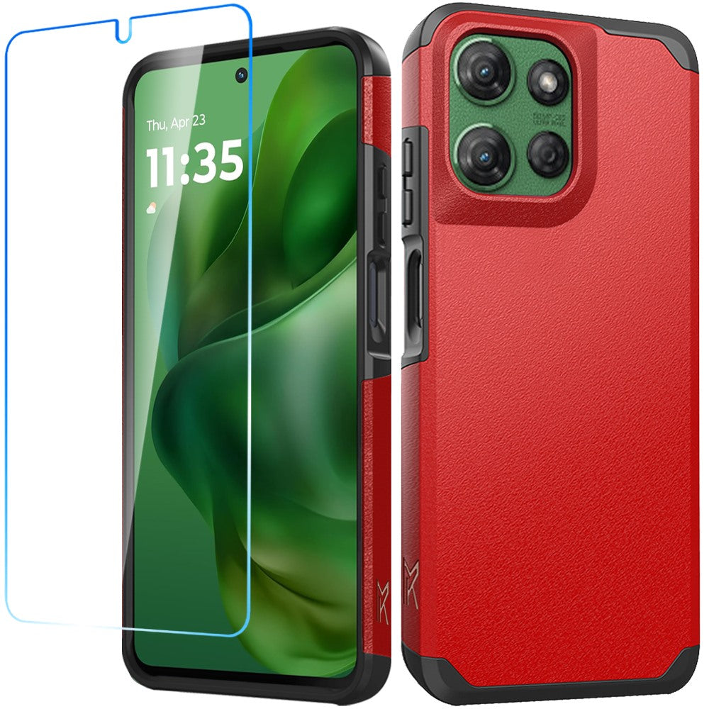 For Moto G Power 2025 Dual layers Rugged Cover with Tempered Glass Included