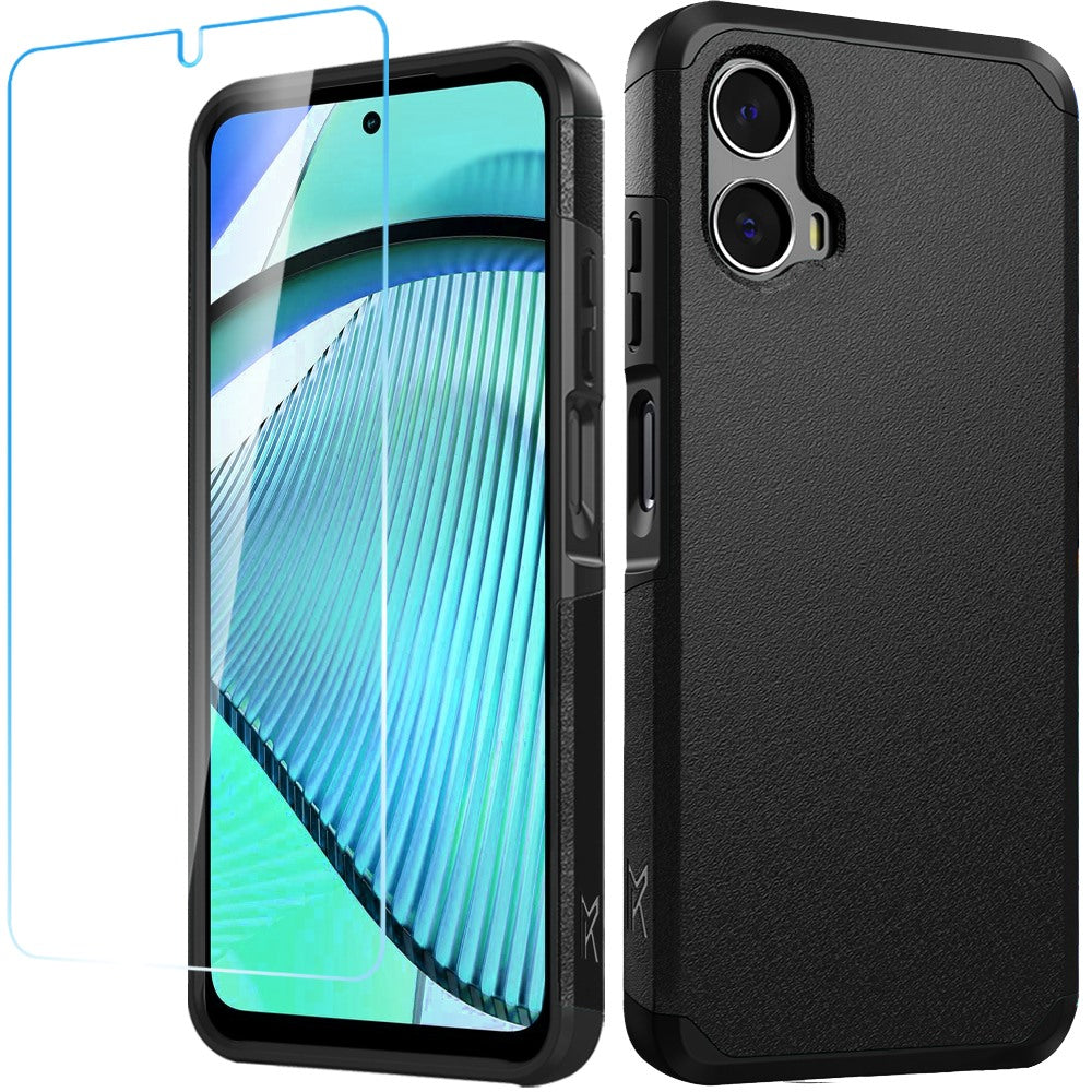 For Moto G Power 5G 2024 Case Tough Strong Shockproof Hybrid + Tempered Glass