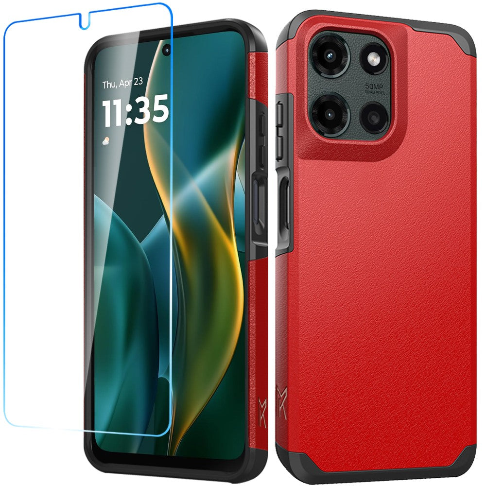 For Moto G Stylus 2025 5G Dual layers Rugged Cover with Tempered Glass Included