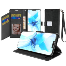 For iPhone 12 Pro Max Case PU Leather Wallet with Wrist strap + Tempered Glass