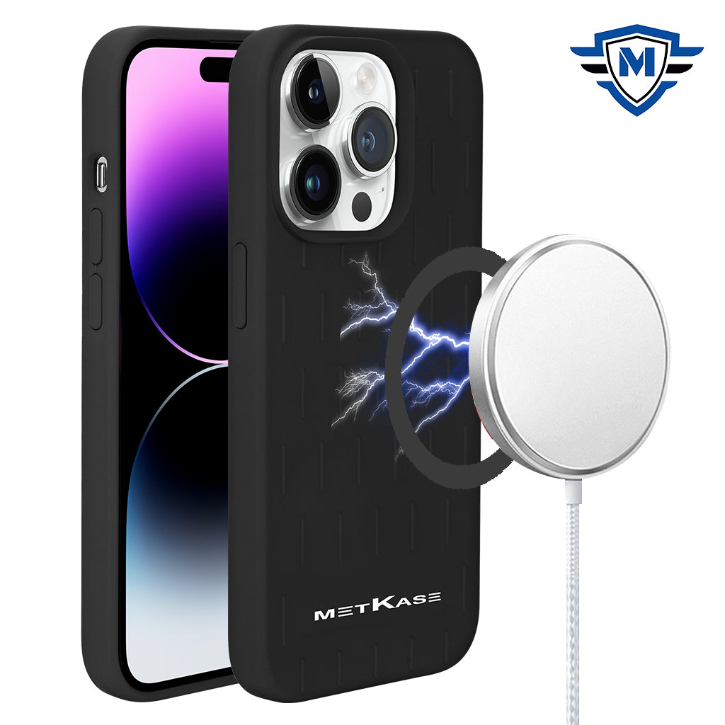For iPhone 15 Pro Max METKASE Boundless Liquid Silicone [Magnetic Circle] Thick Lined Design Hybrid Case