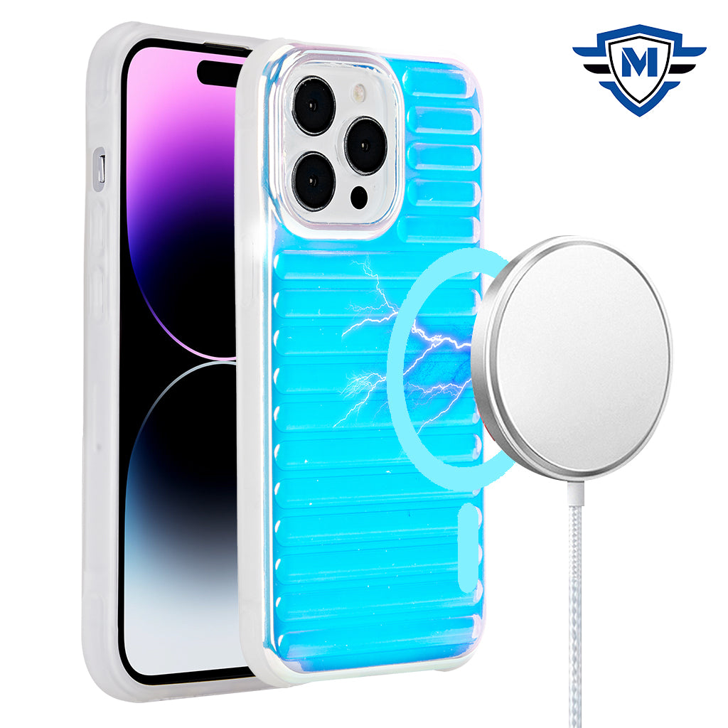 For iPhone 15 Pro Max METKASE Chrome Lined Pattern [Magnetic Circle] Premium Case