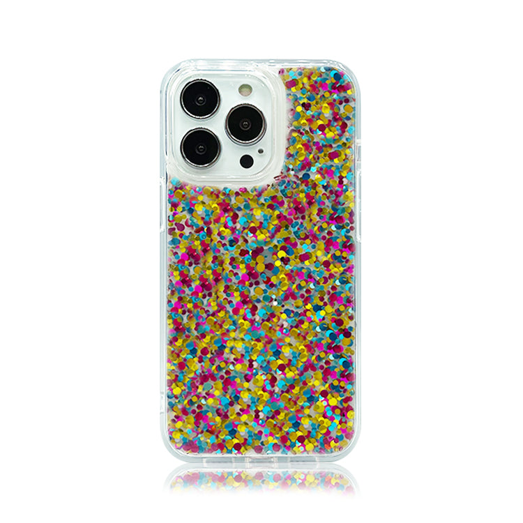 For iPhone 13 Pro Max Fashion Real Flowers Epoxy Glitter Case Cover
