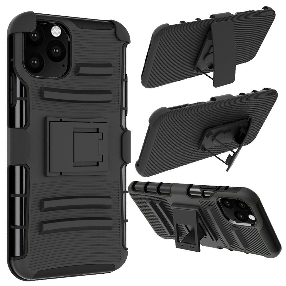 For Apple iPhone 11 PRO (XI 5.8) Rubberized Holster Clip Kickstand Case