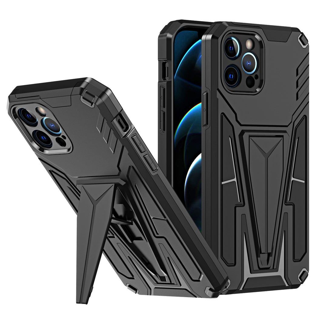 For iPhone 12 Pro Max 6.7 Alien Design Shockproof Kickstand Magnetic Hybrid Case Cover