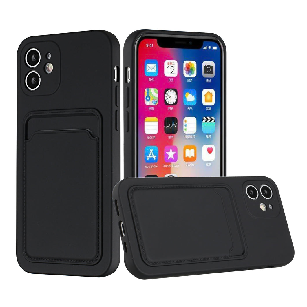 For iPhone 12 CASE Thick TPU Card Holder (2) with Camera Protection