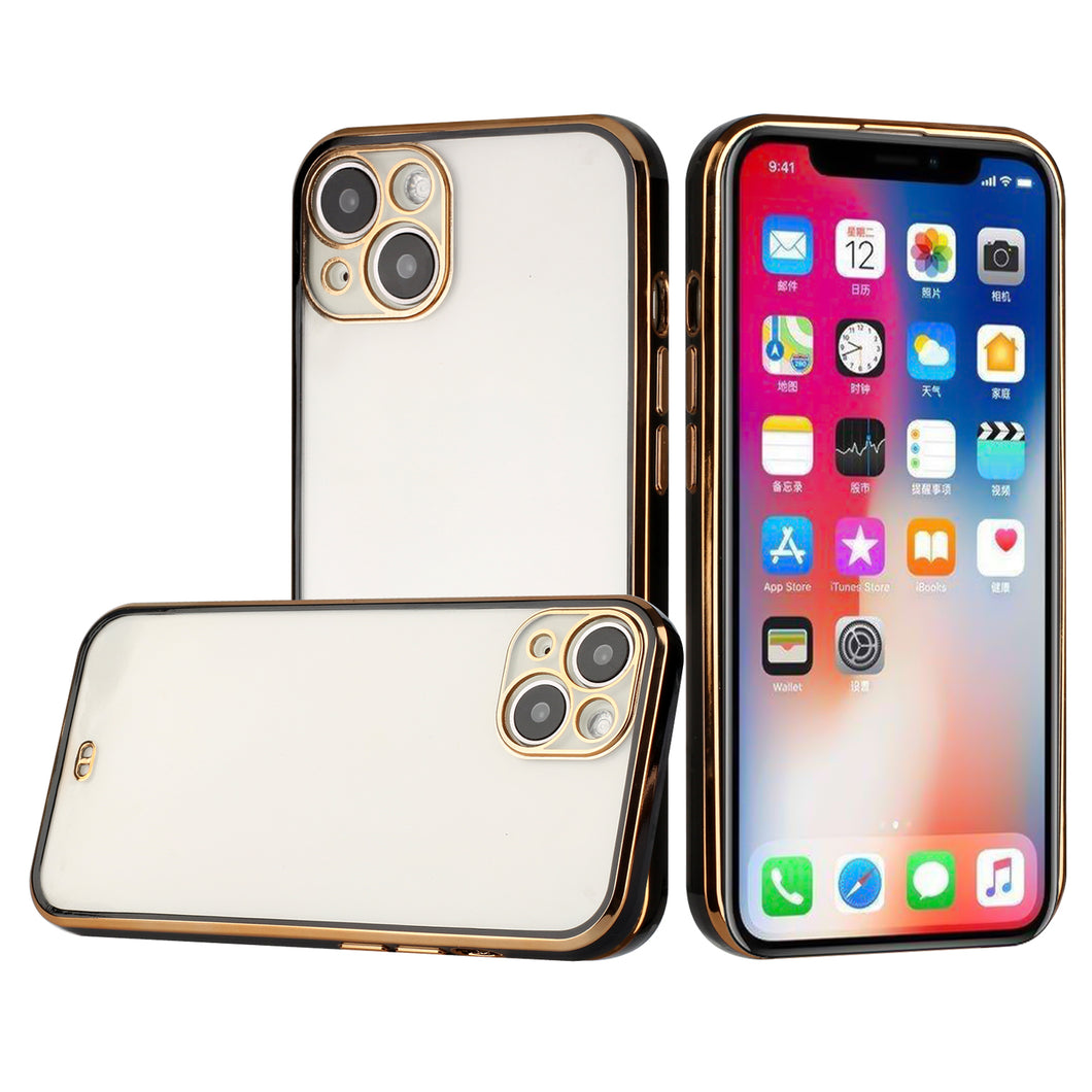 For Apple iPhone XR Gold Plated Chrome Transparent Clear Thick TPU Case Cover