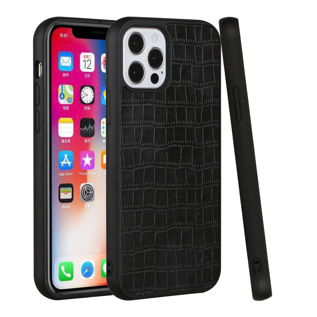 For Apple iPhone SE2 (2020) 8/7/6/6s Hard PU Leather Croc Design Hybrid Case Cover