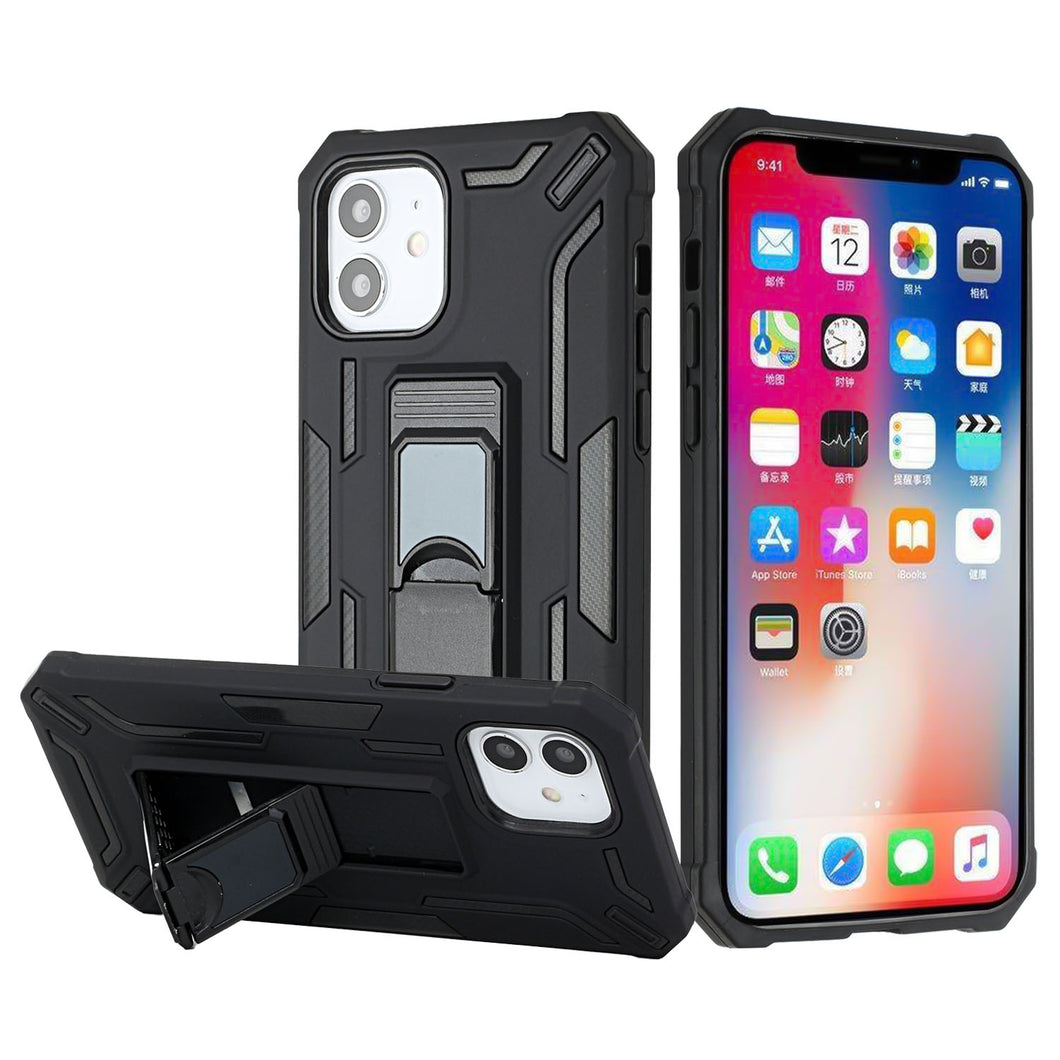 For Apple iPhone 11 (XI6.1) Warship Magnetic Ring Stand Shockproof Hybrid Case Cover