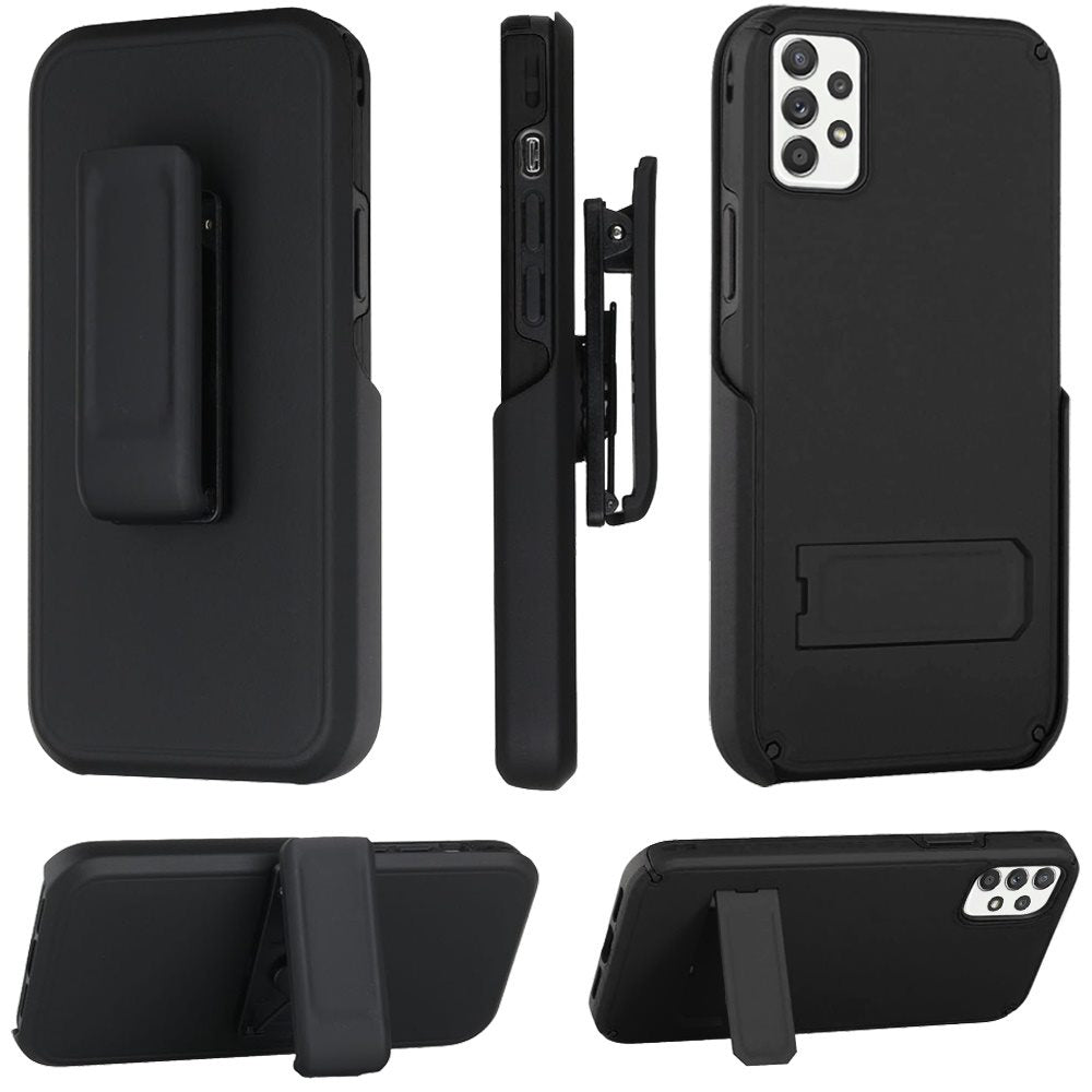 For Samsung Galaxy A72 5G Rocking Holster Clip Kickstand Card Holder Case Cover
